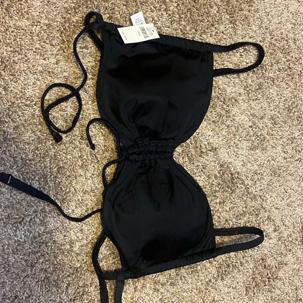 Aerie Bandeau Stule Black Swimsuit bikini top XL